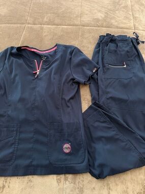 Koi Lite Women's Navy Medical Scrub Top and Pants Set